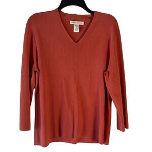 Pursuits Itd Vintage 90s Women's Size XL 73% Silk Coral Pink V Neck Top
